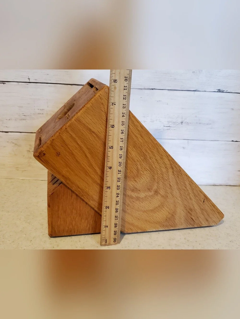CUTCO 13 Slot Solid Oak Wood Knife Block Holder Storage Honey Oak Empty